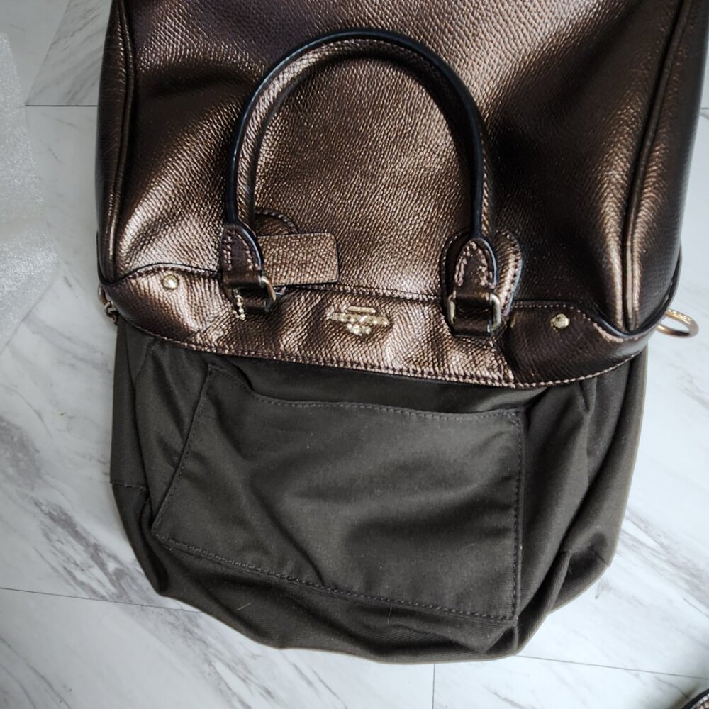 Like New Coach Bennett Satchel Bronze Leather Shoulder Crossbody Bag Purse - Picture 13 of 14